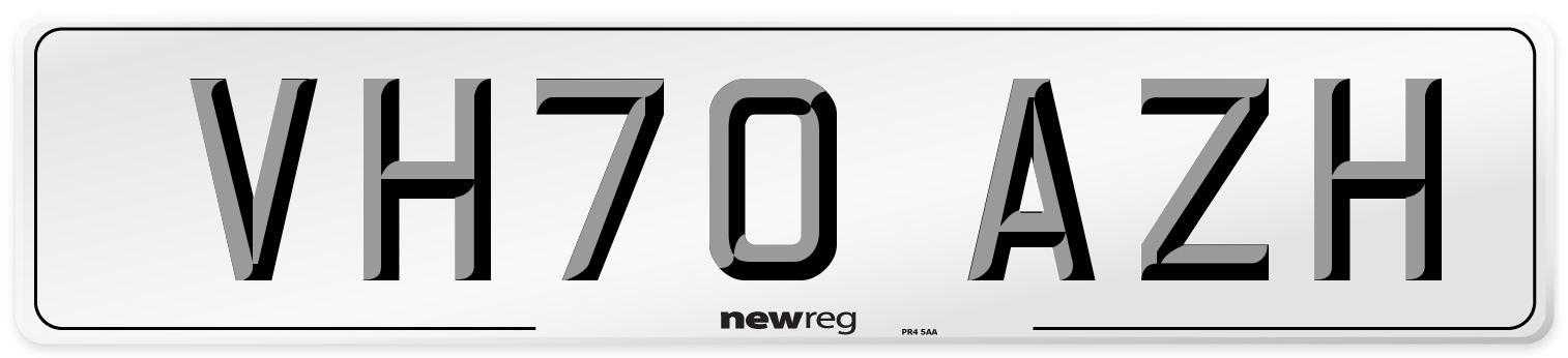 VH70 AZH Number Plate from New Reg